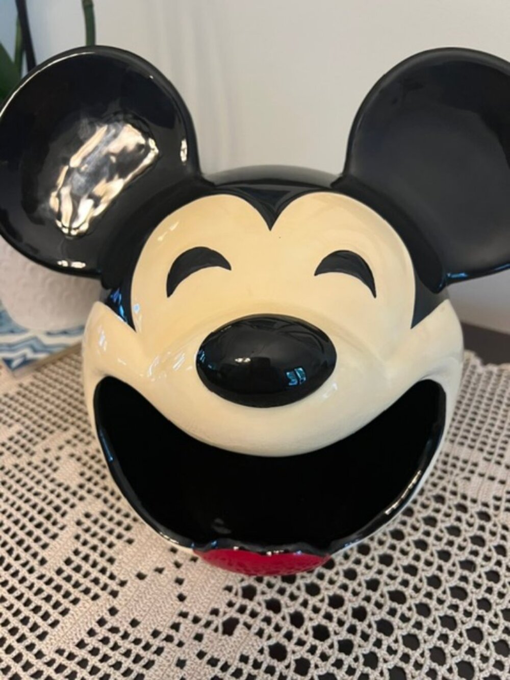 Mickey Mouse Candy Jar Disney Snack Bowl Cookie Dish Black White Ceramic